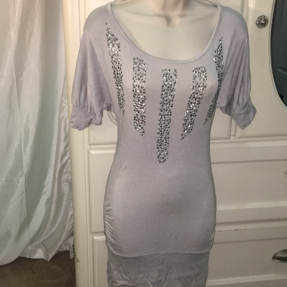 Gray dress with rhinestones